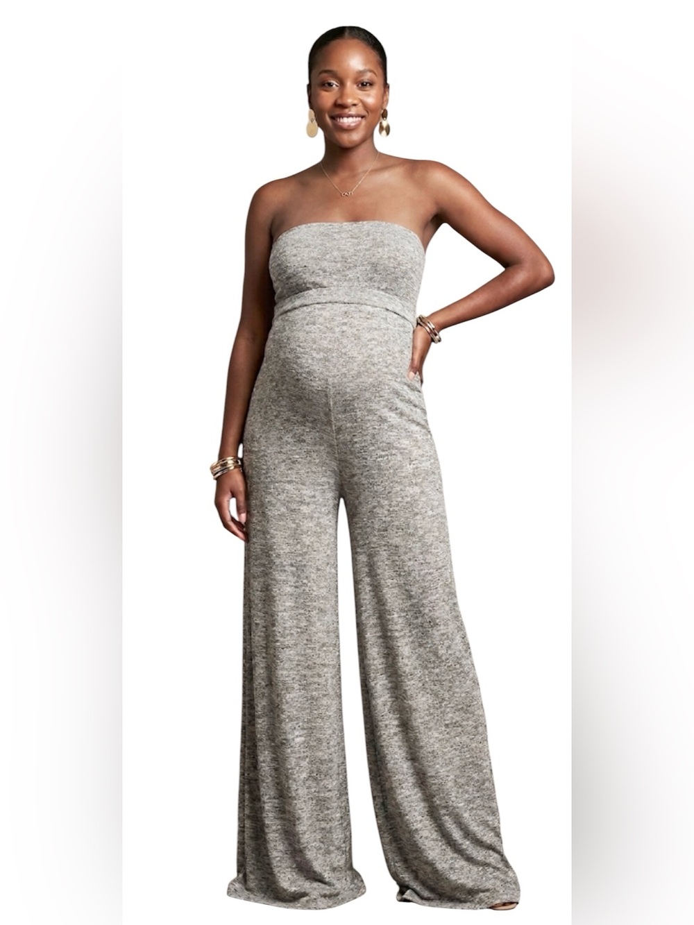 Halter Top Grey Wide leg Romper Swimsuit Cover up Size: Medium